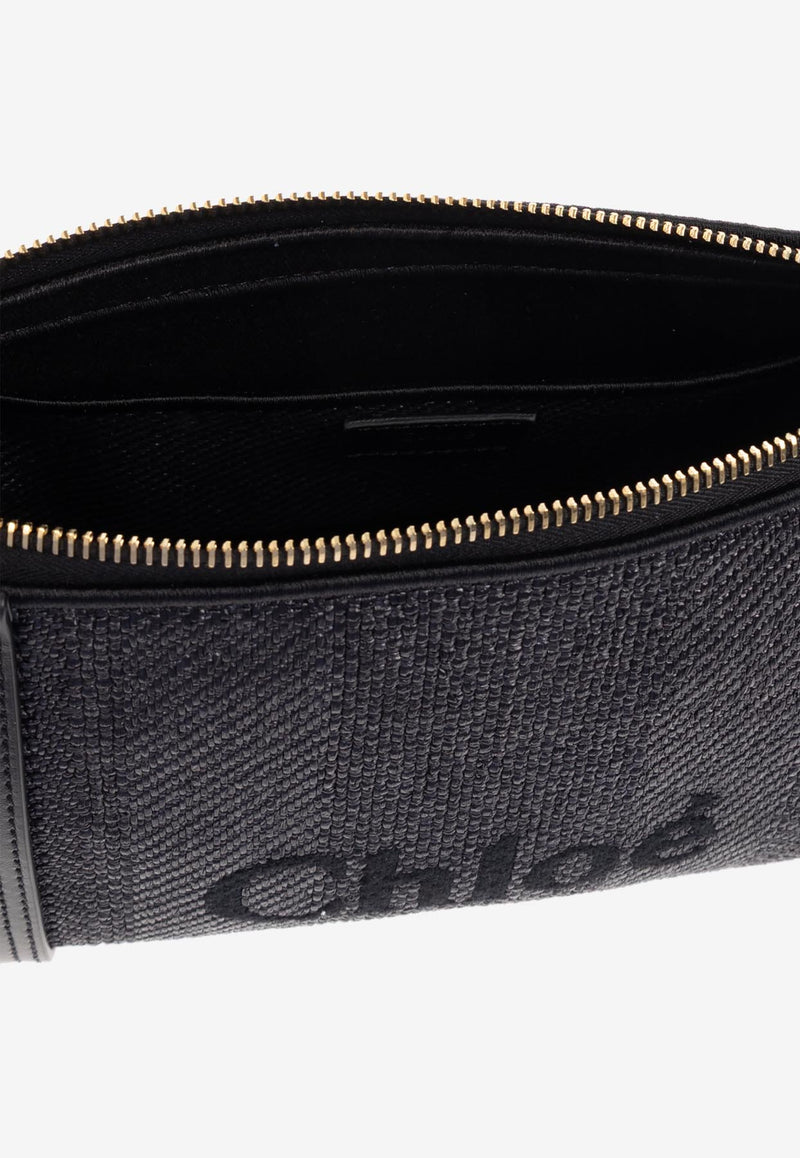 Chloè Logo Embroidered Woven-Raffia Shoulder Bag CH25UP566 P38-001