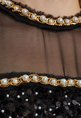 فستان من الشيفون مُزين بالترتر والخرز