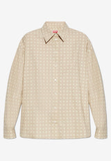 قميص بأكتاف متدلية بجاكار منسوج