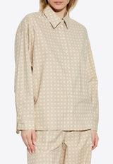 قميص بأكتاف متدلية بجاكار منسوج