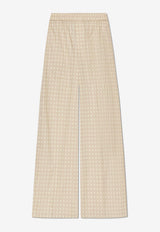 بنطال بيجاما بجاكار منسوج وقَصة ساق عريضة