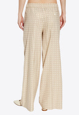 بنطال بيجاما بجاكار منسوج وقَصة ساق عريضة