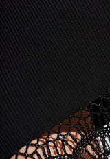 Crochet-Panel Knitted Maxi Skirt