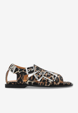 Leopard Print Buckled Sandals