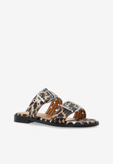 Leopard Print Two-Strap Slides