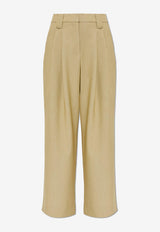 Mid-Rise Pleated Wide-Leg Pants