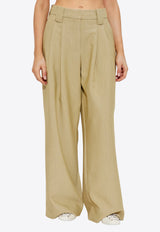 Mid-Rise Pleated Wide-Leg Pants