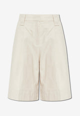 GANNI High-Waist Bermuda Shorts Cream W0379 6911-265