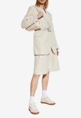 GANNI High-Waist Bermuda Shorts Cream W0379 6911-265