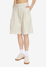 GANNI High-Waist Bermuda Shorts Cream W0379 6911-265