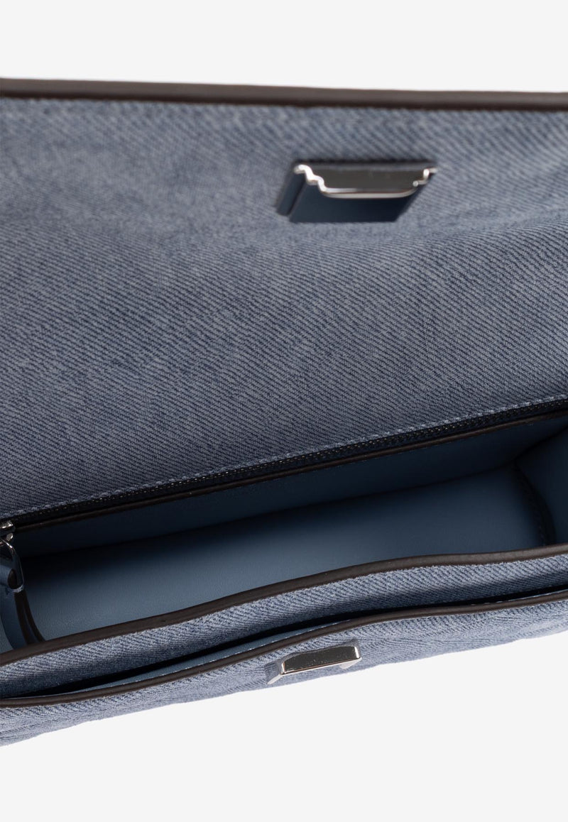 Tory Burch Small Fleming Denim Suede Shoulder Bag 167750 0-426