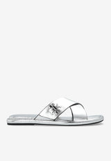 صندل فلات تيرنلوك من الجلد الميتاليك