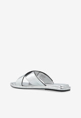 صندل فلات تيرنلوك من الجلد الميتاليك