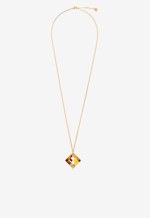 Fendi FF Squared Plexi Pendant Necklace 8AK951 ALI0-F1BDE
