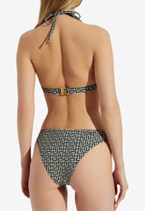 Balmain PB Monogram Halterneck Bikini Black BKB852200 0-104