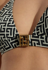 Balmain PB Monogram Halterneck Bikini Black BKB852200 0-104