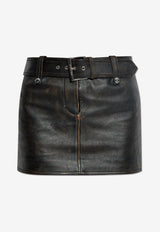 Brushed Leather Mini Skirt