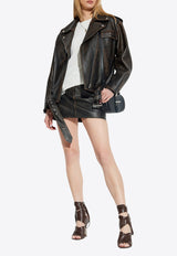 Brushed Leather Mini Skirt