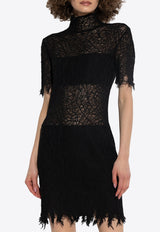 Lace Mini Dress with High-Neck