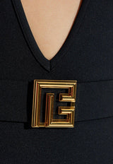 بدلة سباحة بمشبك شعار الماركة مع حمالات عنق