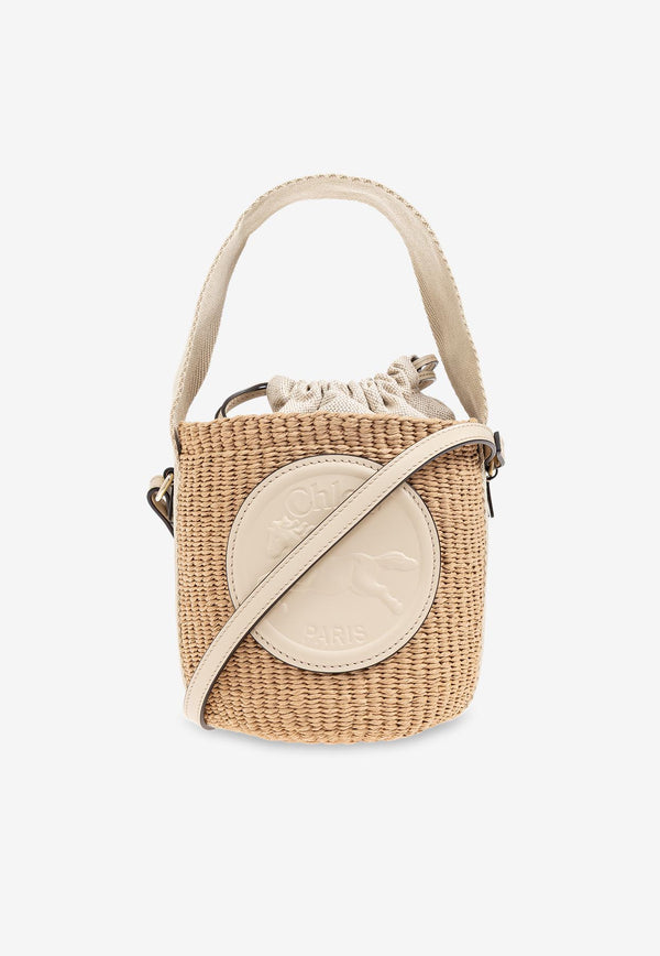 Chloè Small Horse Medal Raffia Bucket Bag CHC25SS59 2O8-222