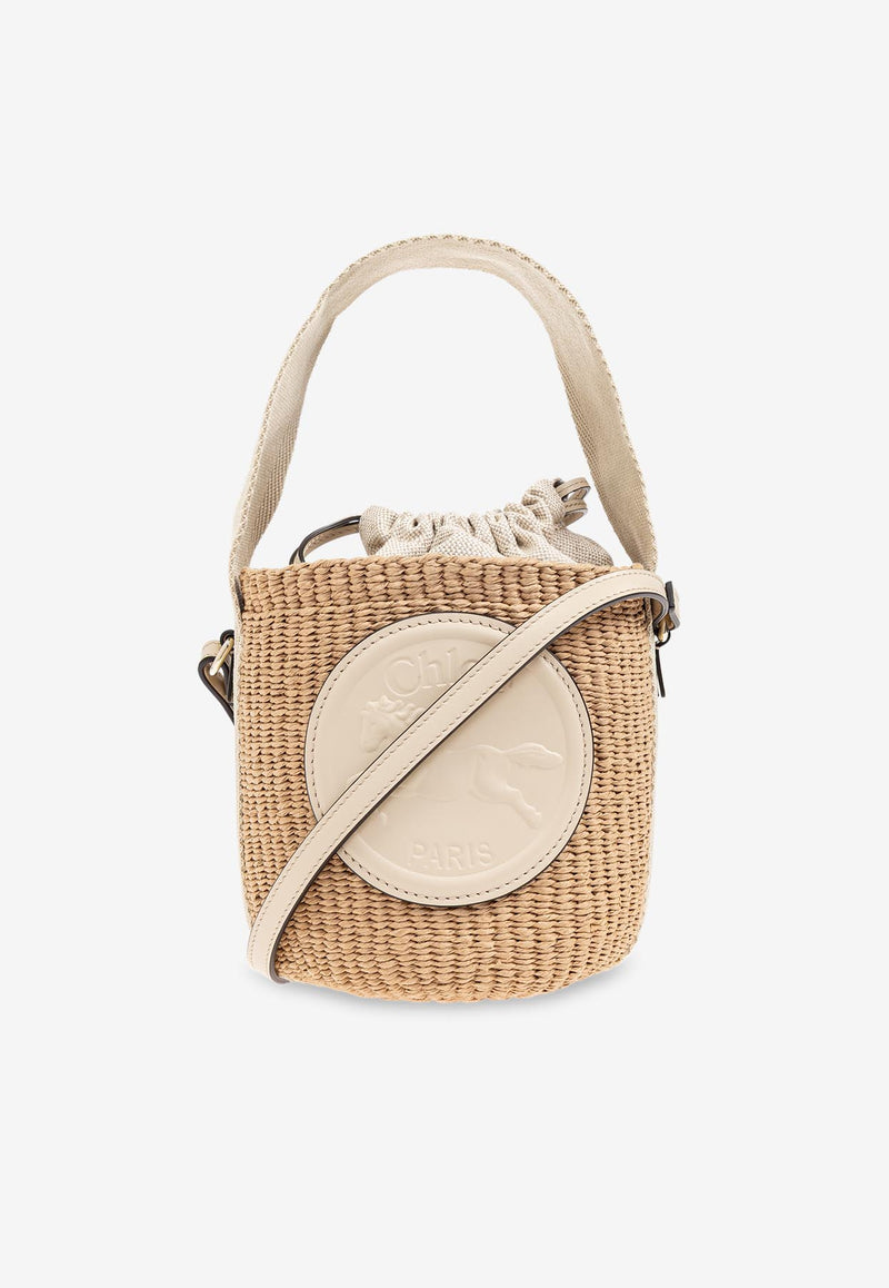 Chloè Small Horse Medal Raffia Bucket Bag CHC25SS59 2O8-222