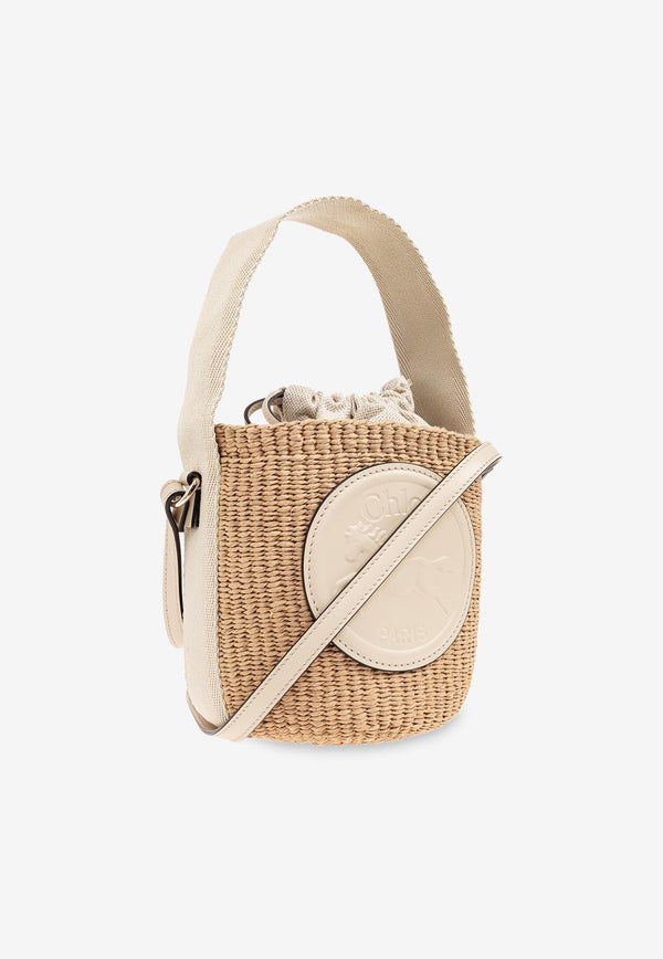 Chloè Small Horse Medal Raffia Bucket Bag CHC25SS59 2O8-222