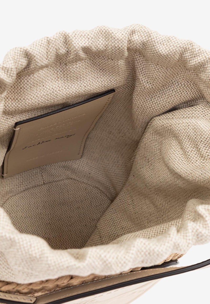 Chloè Small Horse Medal Raffia Bucket Bag CHC25SS59 2O8-222