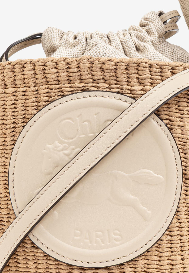 Chloè Small Horse Medal Raffia Bucket Bag CHC25SS59 2O8-222