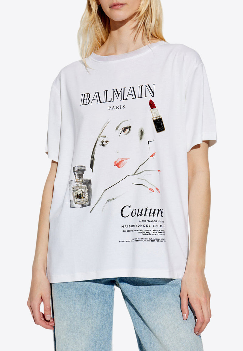 Balmain Logo Beauty Print T-shirt EF0EG129 GE86-GRR