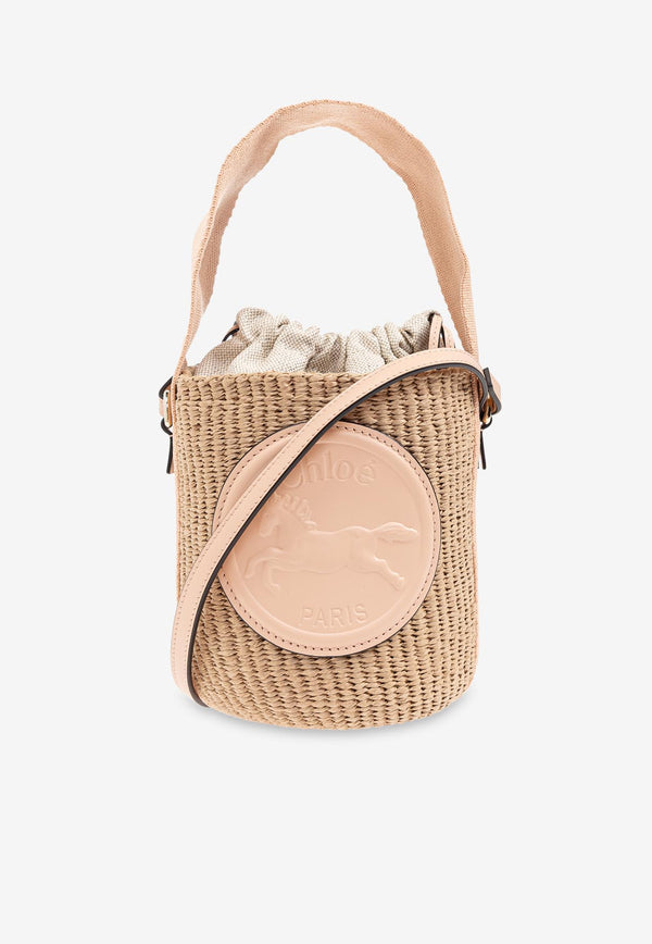 Chloè Small Horse Medal Raffia Bucket Bag CHC25SS59 2O8-26I