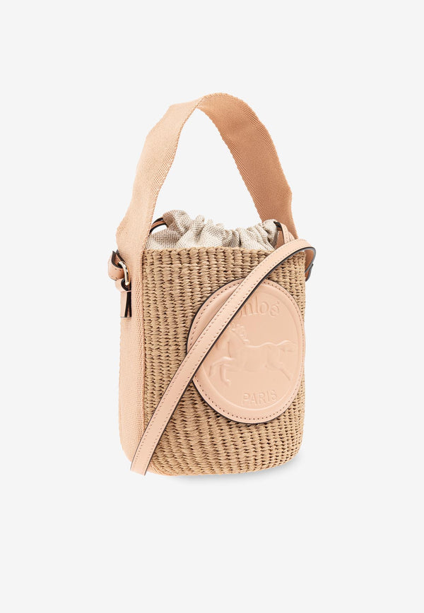 Chloè Small Horse Medal Raffia Bucket Bag CHC25SS59 2O8-26I