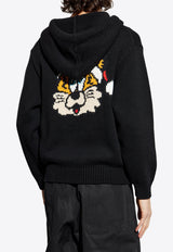 Kenzo Verdy Marker Intarsia Knit Hooded Sweatshirt FF58PU710 3CJ-99J