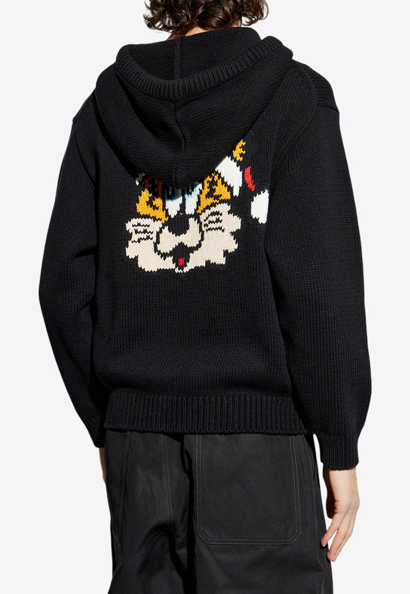 Kenzo Verdy Marker Intarsia Knit Hooded Sweatshirt FF58PU710 3CJ-99J