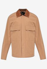 Fendi Suede Collar Canvas Jacket FW1355 AU63-F0TZ8