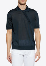 Fendi Polo with logo patch Navy Blue FZC360 AU82-F0ZNZ