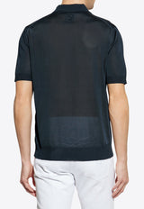 Fendi Polo with logo patch Navy Blue FZC360 AU82-F0ZNZ