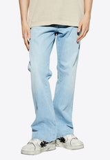 جينز بطبعة خطوط مائلة وقَصة ساق مُستقيمة