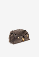 Ferragamo Large Hug Suede Shoulder Bag Gray 219983 HUG POUCH L 784188-CONCRETE