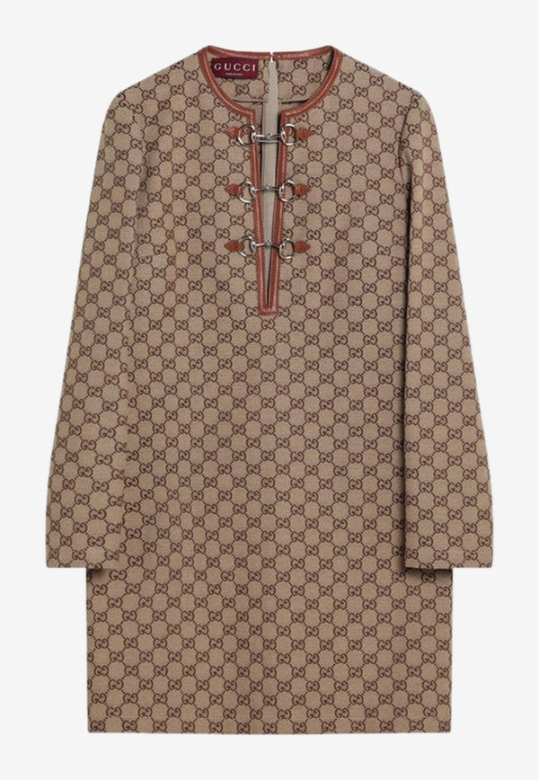 Gucci GG Long-Sleeved Mini Dress Brown 820404Z8BZA/Q_GUC-2190