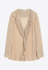 Saint Laurent Ruffles Long-Sleeved Blouse Beige 820973Y3K45/Q_YSL-9520