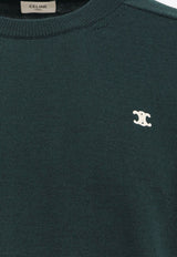 Celine Embroidered Triomphe Wool Sweater Green 2AH80322U_31FE_Green_29851716