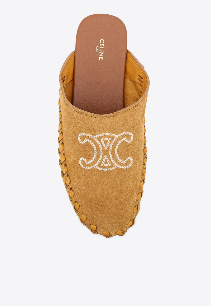 Celine Marlou Triomphe Suede Slippers Brown 358893954C_19DT_Brown_31183795