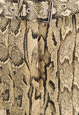 Dries Van Noten Snakeskin Print Belted Skirt Beige 2510108091417_103_Beige_30897574