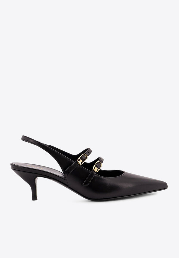 Celine Judy 55 Double Strap Mary-Jane Slingback Pumps Black 362325176C_38NO_OneColor_29853437