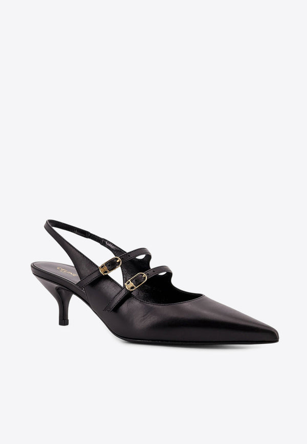 Celine Judy 55 Double Strap Mary-Jane Slingback Pumps Black 362325176C_38NO_OneColor_29853437