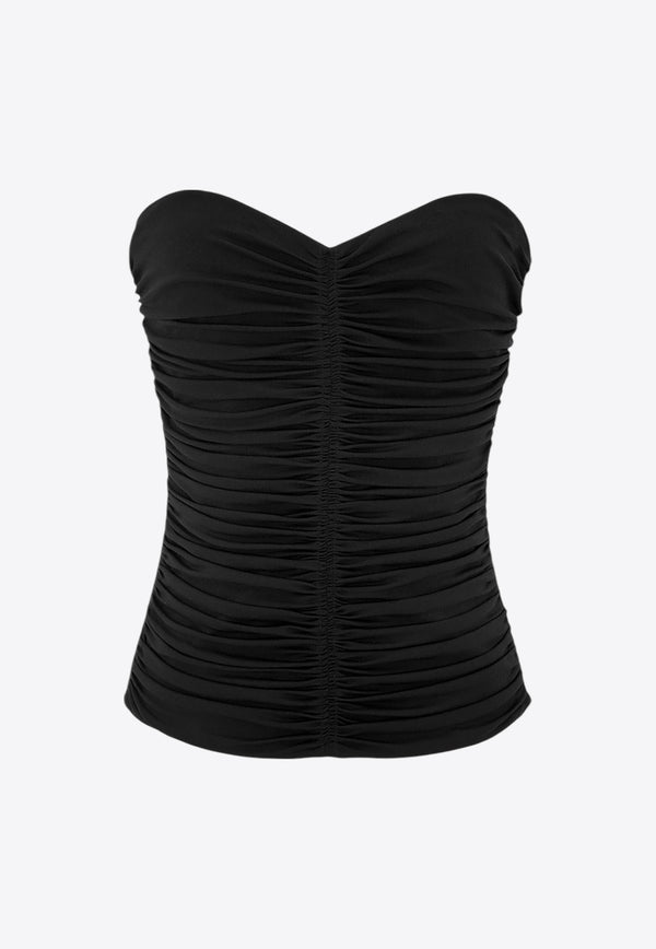 Saint Laurent Strapless Gathered Fitted Top  753703Y5F63_1000_Black_29851210