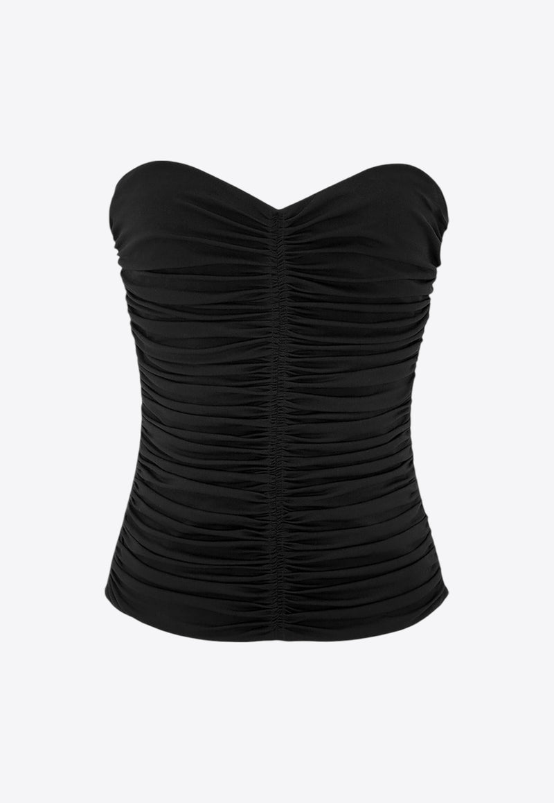 Saint Laurent Strapless Gathered Fitted Top  753703Y5F63_1000_Black_29851210