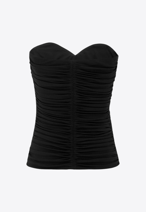 Saint Laurent Strapless Gathered Fitted Top  753703Y5F63_1000_Black_29851210
