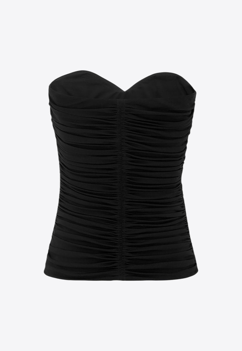 Saint Laurent Strapless Gathered Fitted Top  753703Y5F63_1000_Black_29851210